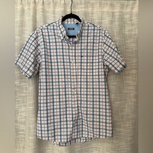 Izod Men's Blue and Red Checkered Button-Down Shirt